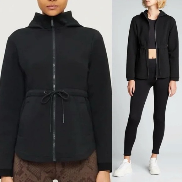 Varley Sofia Lightweight Drawstring-Waist Hooded Track Jacket Black Small - Picture 1 of 15
